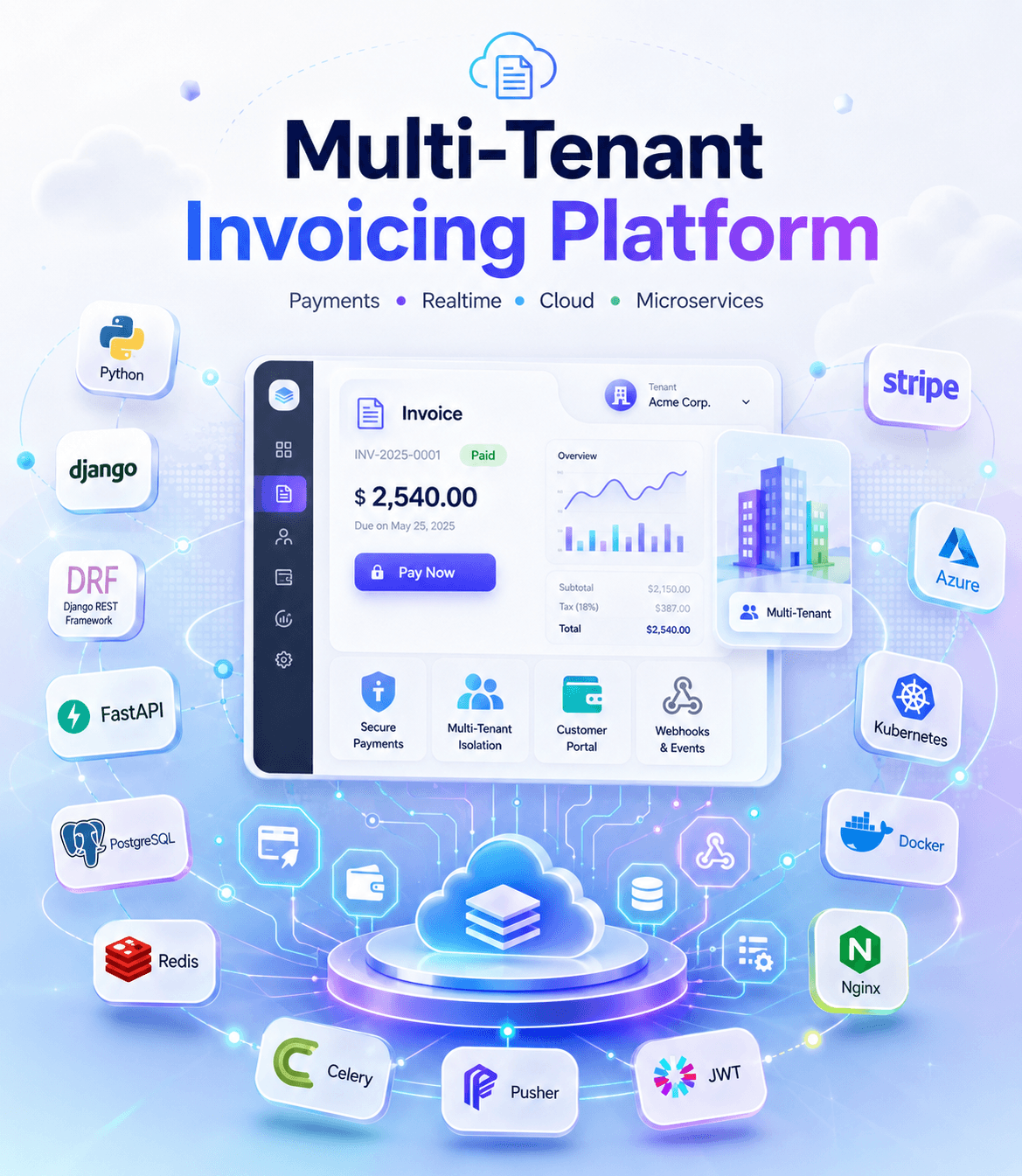 Multi-tenant invoicing system interface